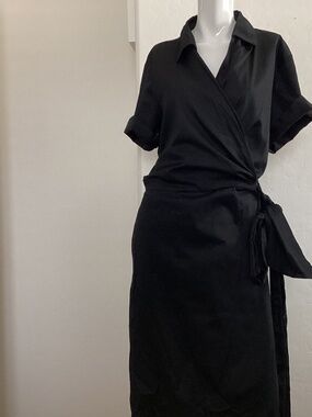 Talbots, NEW  WITHOUT TAGS, size 20, black, faux wrap, midi dress